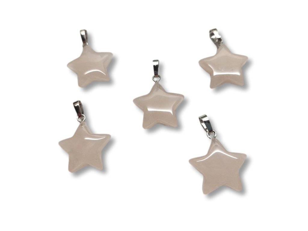 μενταγιόν αστέρι από ροζ χαλαζία