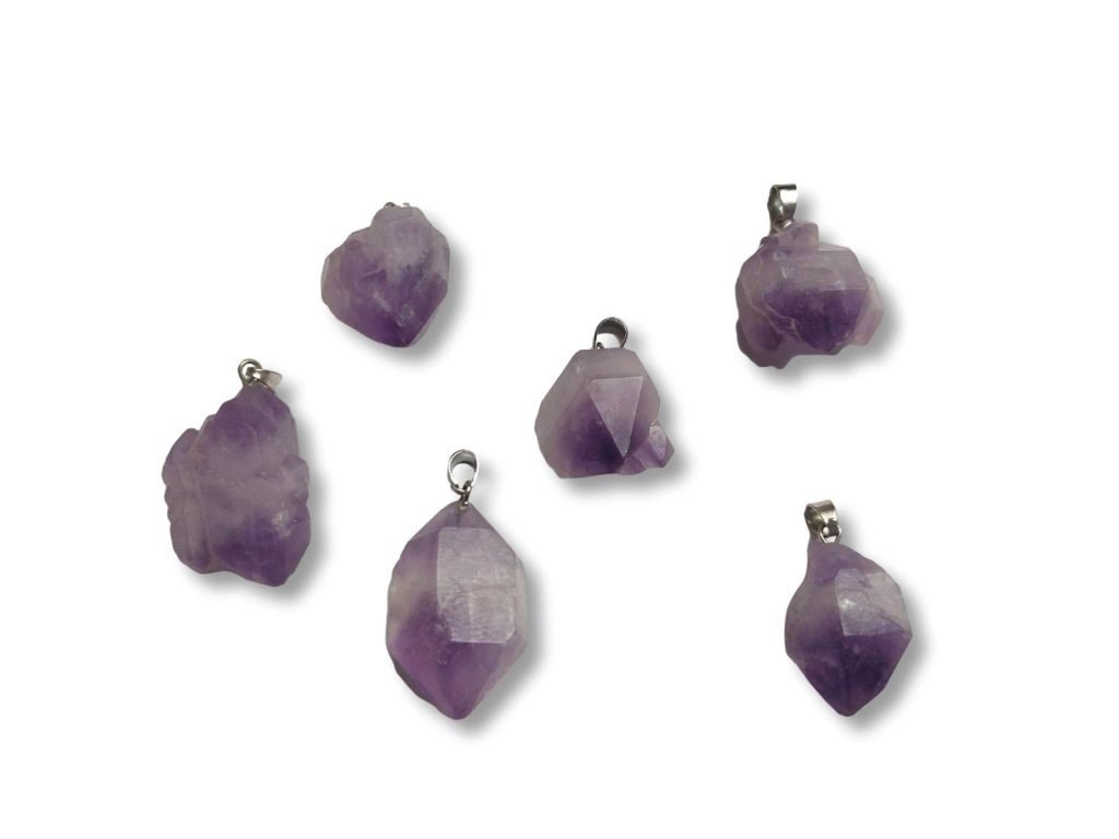 ακατέργαστος ημιπολύτιμος λίθος αμέθυστος μενταγιόν