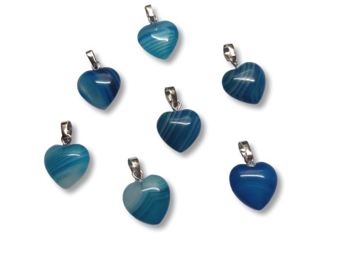 Ημιπολύτιμος Λίθος Μπλε Αχάτης Μενταγιόν Καρδιά