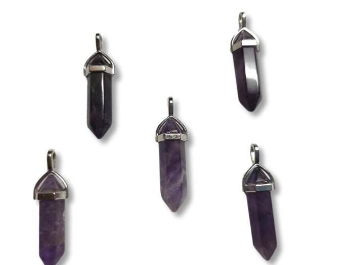 αμέθυστος διπλή αιχμή μενταγιόν