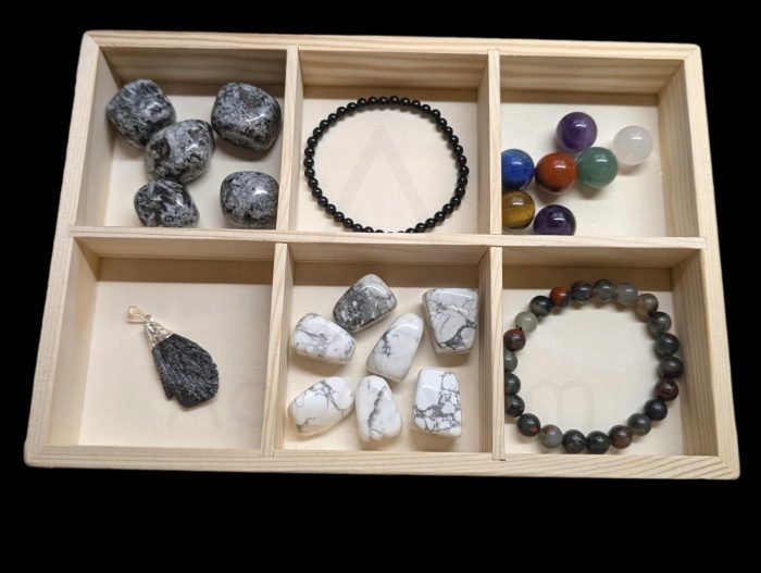 Ξύλινο κουτί αποθήκευσης Λίθων 6 Θέσεων Ξύλινο Εκθετήριο Λίθων 6 Θέσεων