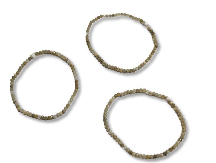 πράσινος γρανάτης βραχιόλι πολυεδρικές χάντρες 3mm