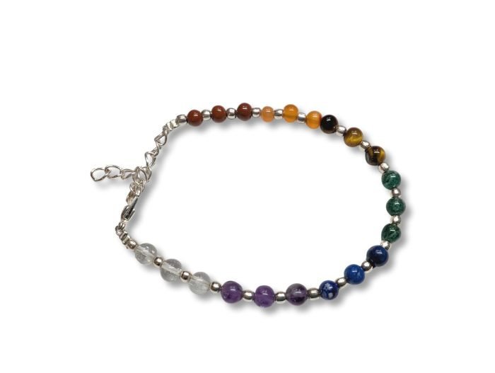 βραχιόλι επάργυρο 7 τσάκρα chakra 7 τσάκρα επάργυρο βραχιόλι με 7 λίθους