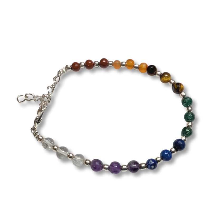 7 τσάκρα επάργυρο βραχιόλι με 7 λίθους