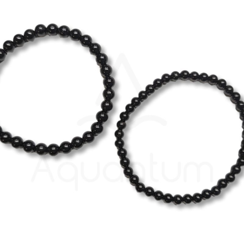 βραχιόλια μαύρης τουρμαλίνης με διάμετρο χάντρας 4mm και 6mm