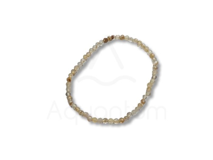 βραχιόλι χαλαζία με ρουτίλιο πολυεδρικό 3mm (1) βραχιόλι χαλαζίας με ρουτίλιο 3mm faceted