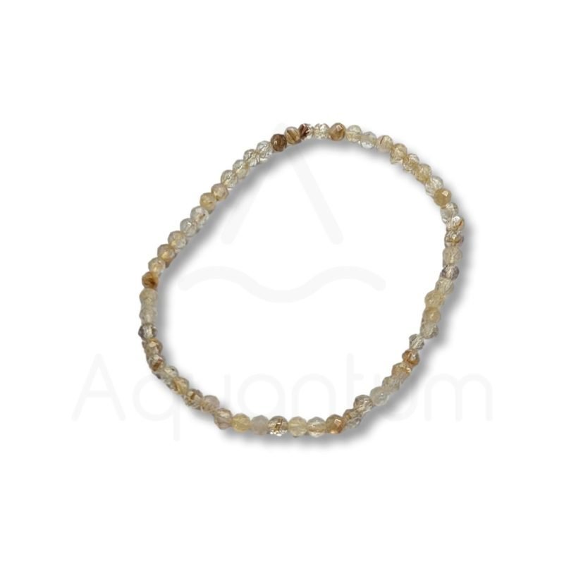 βραχιόλι χαλαζίας με ρουτίλιο 3mm faceted