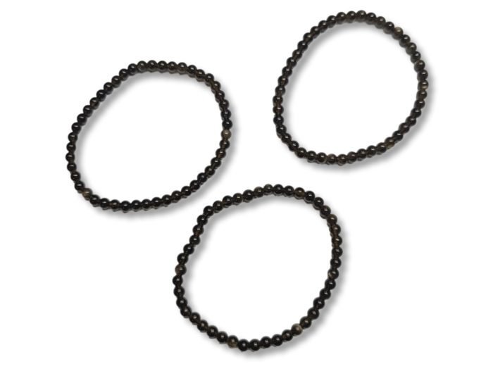 βραχιόλι χρυσός οψιδιανός με διάμετρο χάντρας 4mm