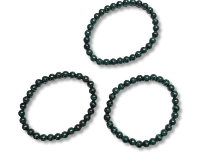 βραχιόλι μαλαχίτη με διάμετρο χάντρας 6μμ