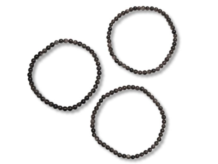 ασημένιος silver οψιδιανός βραχιόλι