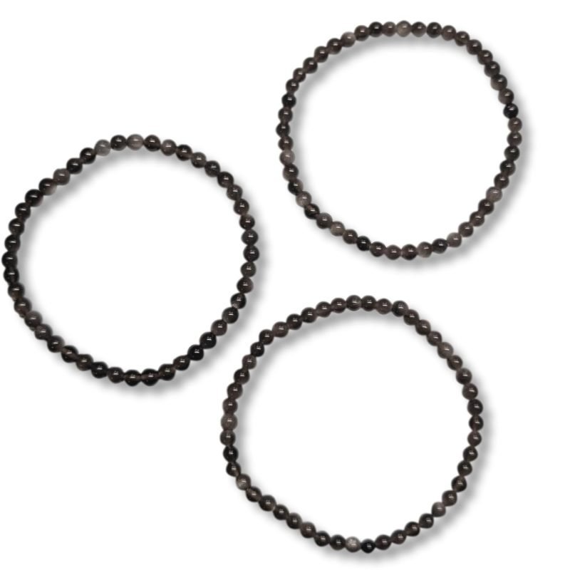 ασημένιος silver οψιδιανός βραχιόλι