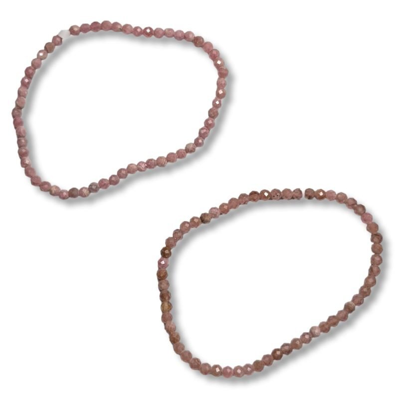 ροδοχρωσίτης βραχιόλι 3mm με πολυεδρικές χάντρες